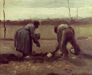 Zwei Bauern beim Kartoffelpflanzen, 1885